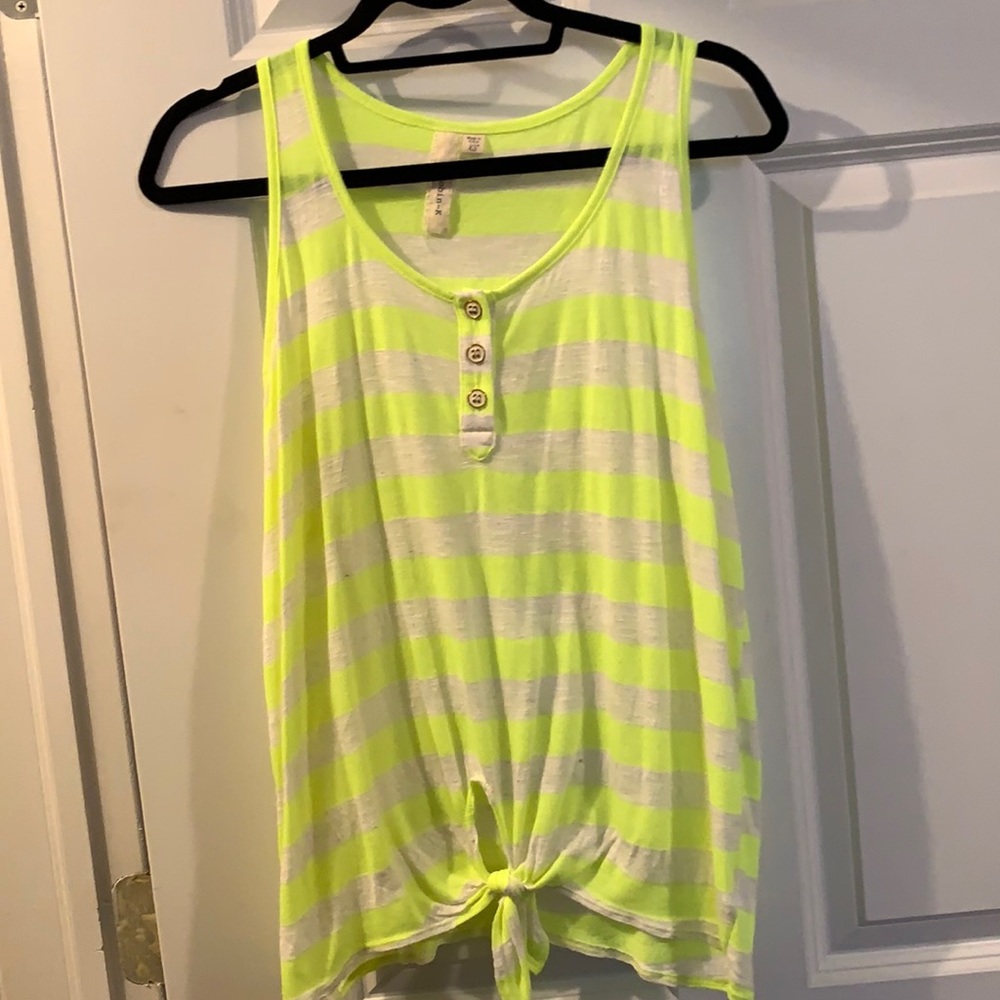 Neon striped tank, with tie detail